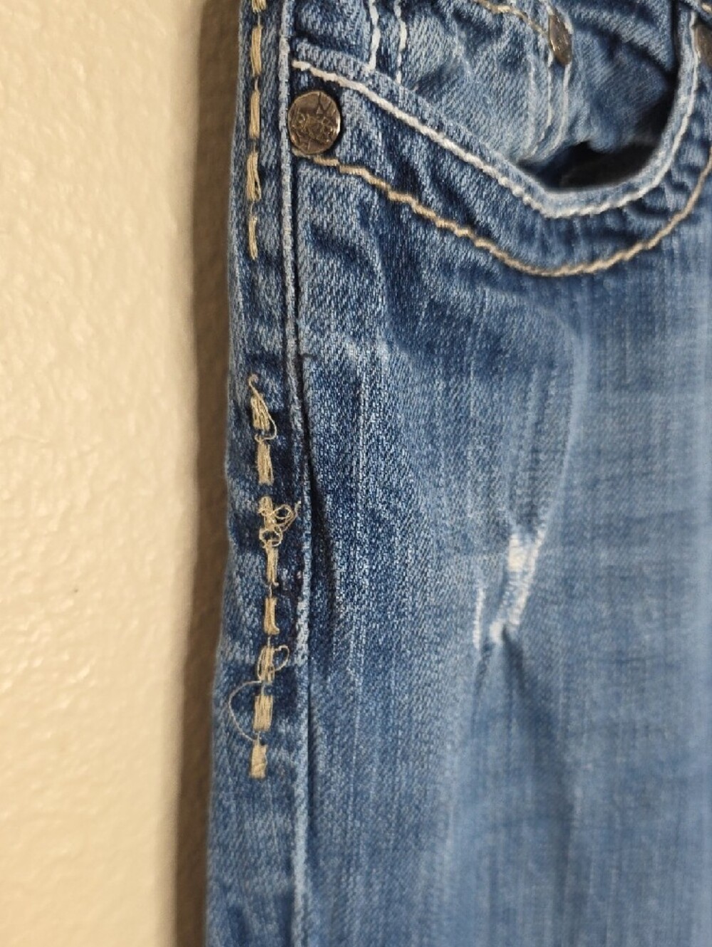 BKE Sabrina Bootcut Jeans 28x35.5 Stretch Blue Distressed Long Inseam Low Rise - Picture 7 of 15